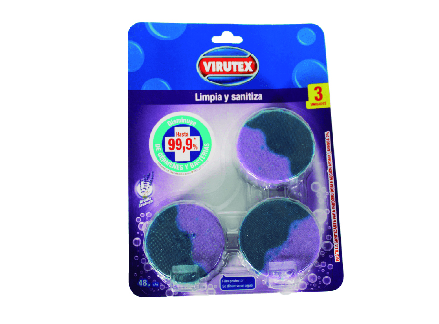  PASTILLA ESTANQUE VIRUTEX X 3 SANITIZANTE LAVANDA 