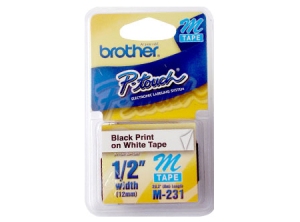  CINTA ROTULADORA BROTHER M-231 N/B 12MM PT85/80/90 