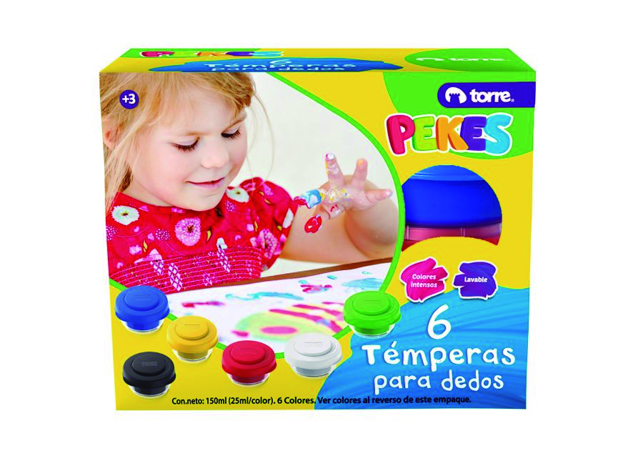  TEMPERA   6 COLORES P/DEDOS PEKES TORRE 