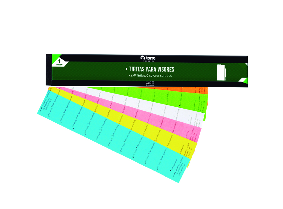  TIRITAS VISORES PORTALEYENDA 250 UND COL. SURTIDO 