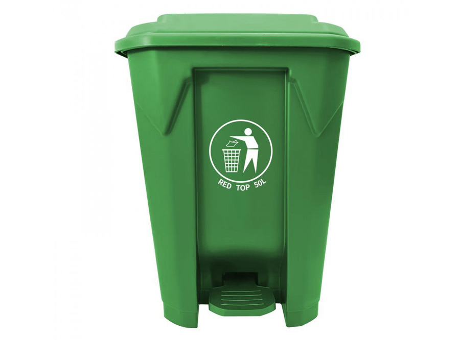  BASURERO 50 LT. C/TAPA PEDAL VERDE RED TOP 