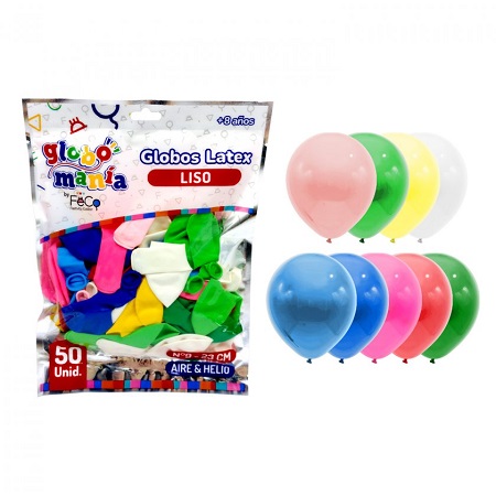  GLOBOS N. 9 LISO X 50 UN COL. SURTIDO GLOBOMANIA 
