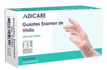  GUANTES EXAM. VINILO T-XL CX100 C/P TRANSP ADICARE 