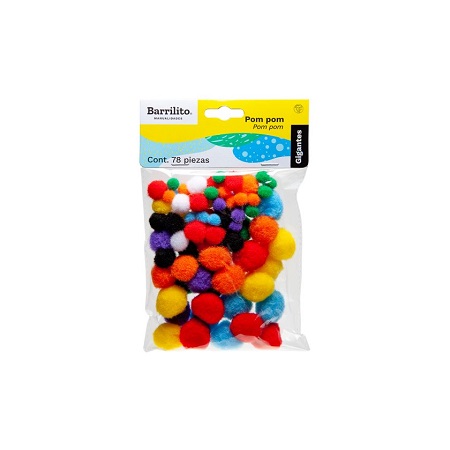  MANUALIDADES POM POM COL/TAMAO SURTIDO PQT X 78 U 
