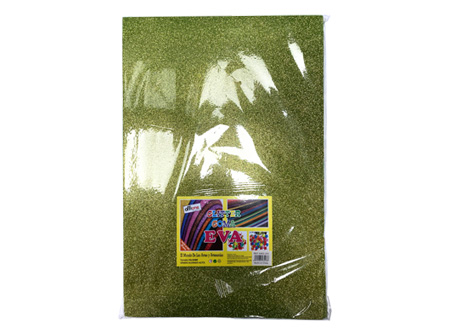 GOMA EVA 40X60 X 10 PLIEGOS GLITTER VERDE CLARO OF 