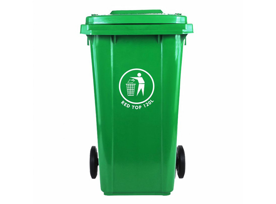  BASURERO T/MUNIC. 120 LT VE C/RUEDAS RED TOP 