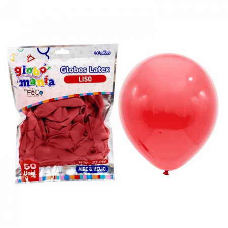  GLOBOS N. 9 LISO X 50 UN ROJO GLOBOMANIA 