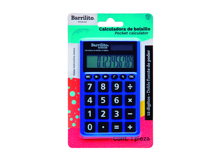  CALCULADORA BASICA BOLS. 12 DIG 8046CBB BARRILITO 